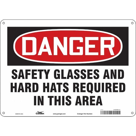 Safety Sign, 10 in Height, 14 in Width, Polyethylene, Horizontal Rectangle, English, 468R44 MPN:468R44