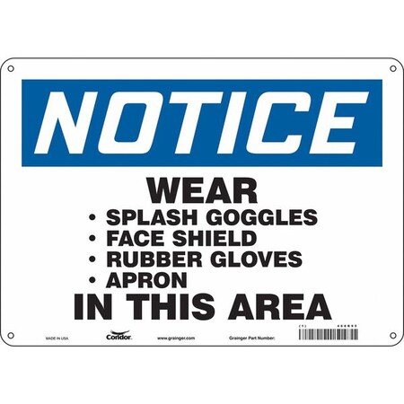 Safety Sign, 10 in Height, 14 in Width, Polyethylene, Horizontal Rectangle, English, 468R95 MPN:468R95
