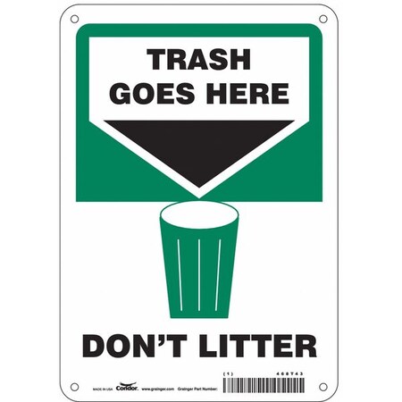 Don't Litter, 7 in W x 10 in H, Horizontal Rectangle, Aluminum, 468T43 MPN:468T43