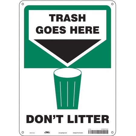 Don't Litter, 10 in W x 14 in H, Vertical Rectangle, Aluminum, 468T44 MPN:468T44