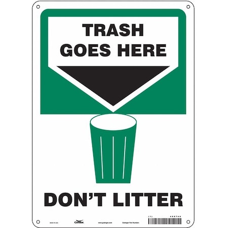 Don't Litter, 10 in W x 14 in H, Vertical Rectangle, Polyethylene, 468T46 MPN:468T46