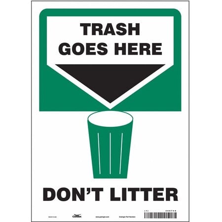Don't Litter, 10 in W x 14 in H, Vertical Rectangle, Vinyl, 468T48 MPN:468T48