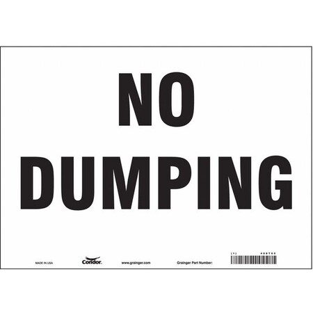 No Dumping, 14 in W x 10 in H, Horizontal Rectangle, Vinyl, 468T60 MPN:468T60