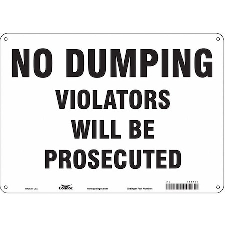 No Dumping Violators Will Be Prosecuted, 14 in x 10 in, Horizontal Rectangle, Polyethylene, 468T66 MPN:468T66