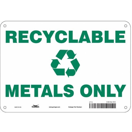 Recyclable Metals Only, 10 in W x 7 in H, Vertical Rectangle, Polyethylene, 468U36 MPN:468U36