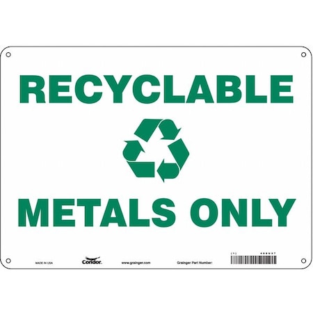 Recyclable Metals Only, 14 in W x 10 in H, Horizontal Rectangle, Polyethylene, 468U37 MPN:468U37