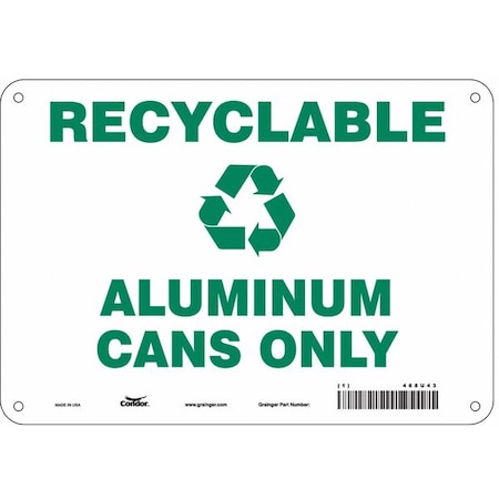 Recyclable Aluminum Cans Only, 10 in W x 7 in H, Vertical Rectangle, Polyethylene, 468U43 MPN:468U43