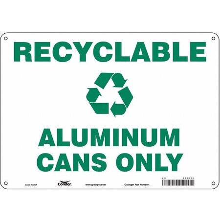 Recyclable Aluminum Cans Only, 14 in W x 10 in H, Horizontal Rectangle, Polyethylene, 468U44 MPN:468U44