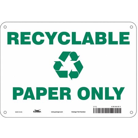 Recyclable Paper Only, 10 in W x 7 in H, Vertical Rectangle, Polyethylene, 468U51 MPN:468U51