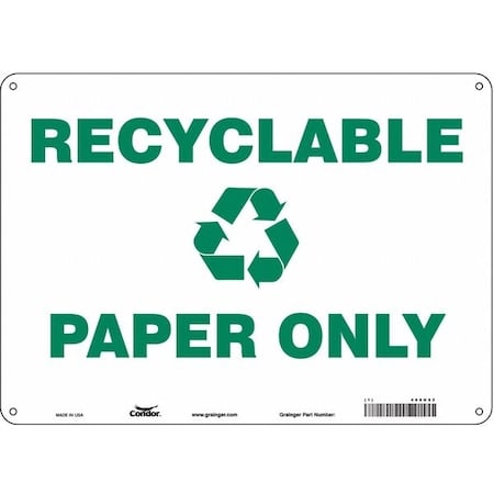 Recyclable Paper Only, 14 in W x 10 in H, Horizontal Rectangle, Polyethylene, 468U52 MPN:468U52