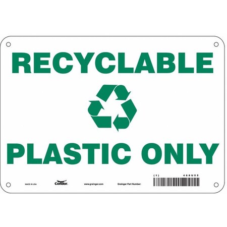 Recyclable Plastic Only, 10 in W x 7 in H, Vertical Rectangle, Aluminum, 468U55 MPN:468U55