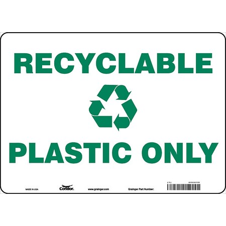 Recyclable Plastic Only, 14 in W x 10 in H, Horizontal Rectangle, Polyethylene, 468U59 MPN:468U59