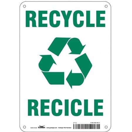 Recycle/Recicle, 7 in W x 10 in H, Horizontal Rectangle, Aluminum, 468U62 MPN:468U62