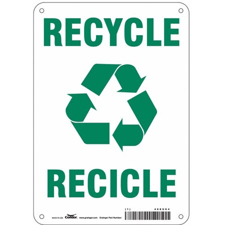 Recycle/Recicle, 7 in W x 10 in H, Horizontal Rectangle, Polyethylene, 468U64 MPN:468U64