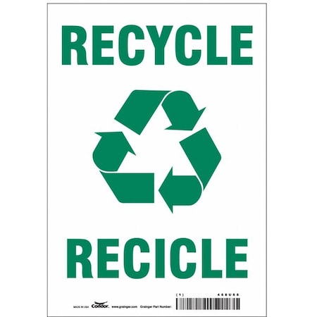 Recycle/Recicle, 7 in W x 10 in H, Horizontal Rectangle, Vinyl, 468U66 MPN:468U66