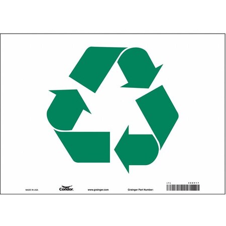 Recycle Sign, 14 in W x 10 in H, Horizontal Rectangle, Vinyl, 468V17 MPN:468V17
