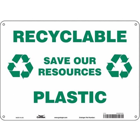 Recyclable Save Our Resources Plastic, 14 in W x 10 in H, Horizontal Rectangle, Polyethylene, 468V40 MPN:468V40
