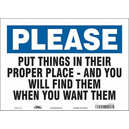PUT THINGS IN THEIR PROPER PLACES-AND YOU WILL FIND THEM WHEN YOU WANT THEM, 14 in W x Vinyl, 468V82 MPN:468V82