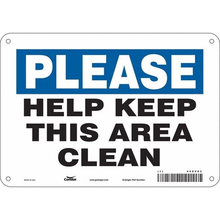 HELP KEEP THIS ROOM CLEAN, 10 in W x 7 in H, Vertical Rectangle, Aluminum, 468V83 MPN:468V83