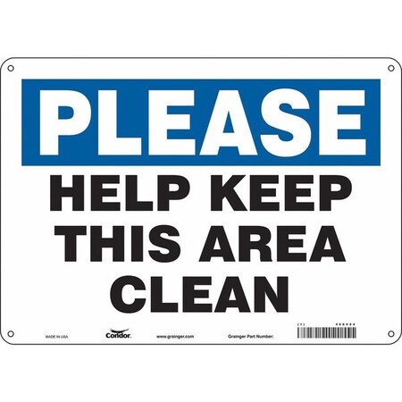 HELP KEEP THIS ROOM CLEAN, 14 in W x 10 in H, Horizontal Rectangle, Aluminum, 468V84 MPN:468V84