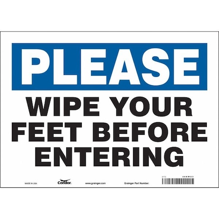 WIPE YOUR FEET BEFORE ENTERING, 14 in W x 10 in H, Horizontal Rectangle, Vinyl, 468W23 MPN:468W23