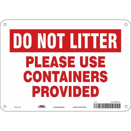 PLEASE USE CONTAINERS PROVIDED, 10 in W x 7 in H, Vertical Rectangle, Aluminum, 468W51 MPN:468W51