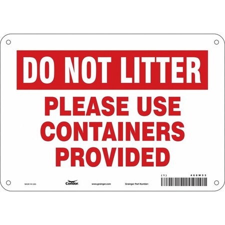 PLEASE USE CONTAINERS PROVIDED, 10 in W x 7 in H, Vertical Rectangle, Polyethylene, 468W53 MPN:468W53