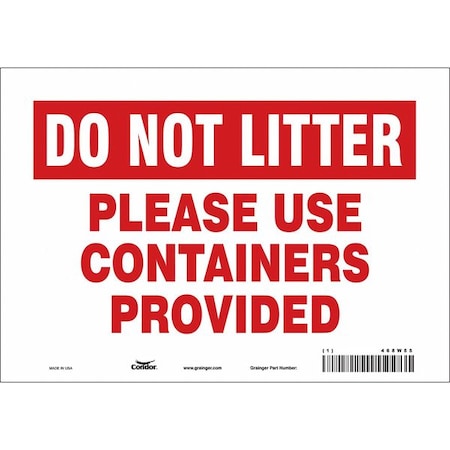 PLEASE USE CONTAINERS PROVIDED, 10 in W x 7 in H, Vertical Rectangle, Vinyl, 468W55 MPN:468W55