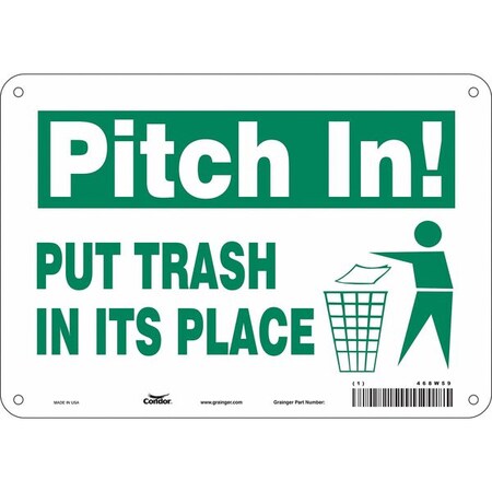 PUT TRASH IN ITS PLACE, 10 in W x 7 in H, Vertical Rectangle, Polyethylene, 468W59 MPN:468W59