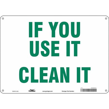 IF YOU USE IT CLEAN IT, 14 in W x 10 in H, Horizontal Rectangle, Polyethylene, 468X04 MPN:468X04