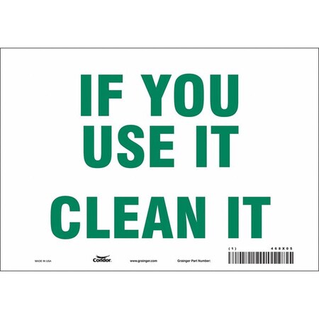 IF YOU USE IT CLEAN IT, 10 in W x 7 in H, Vertical Rectangle, Vinyl, 468X05 MPN:468X05