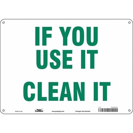 IF YOU USE IT CLEAN IT, 14 in W x 10 in H, Horizontal Rectangle, Vinyl, 468X06 MPN:468X06