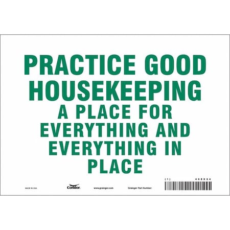 PRACTICE GOOD HOUSEKEEPING A PLACE FOR EVERYTHING AND EVERYTHING IN PLACE, 10 in W x 7 in H, 468X24 MPN:468X24
