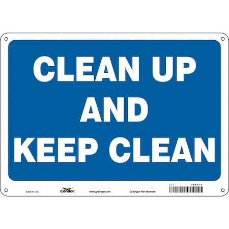 CLEAN UP AND KEEP CLEAN, 14 in W x 10 in H, Horizontal Rectangle, Polyethylene, 468Y36 MPN:468Y36