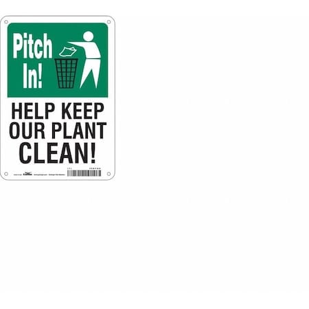 HELP KEEP OUR PLANT CLEAN!, 7 in W x 10 in H, Horizontal Rectangle, Polyethylene, 468Y80 MPN:468Y80