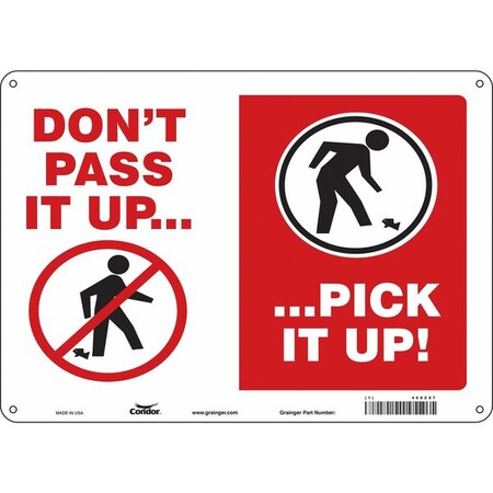 DON'T PASS IT UP. PICK IT UP!, 14 in W x 10 in H, Horizontal Rectangle, Polyethylene, 468Z07 MPN:468Z07