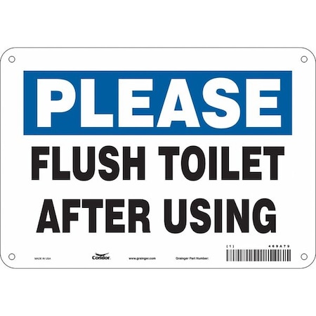 FLUSH TOILET AFTER USING, 10 in W x 7 in H, Vertical Rectangle, Polyethylene, 469A79 MPN:469A79
