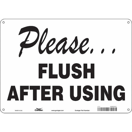 PLEASE FLUSH AFTER USING, 14 in W x 10 in H, Horizontal Rectangle, Polyethylene, 469C01 MPN:469C01