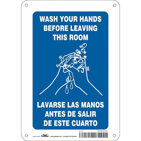 Wash Your Hands Before Leaving This Room, English/Spanish, 7 in W x 10 in H, 469C65 MPN:469C65