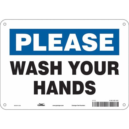 Please, Wash Your Hands, 10 in W x 7 in H, Vertical Rectangle, Aluminum, 469C69 MPN:469C69