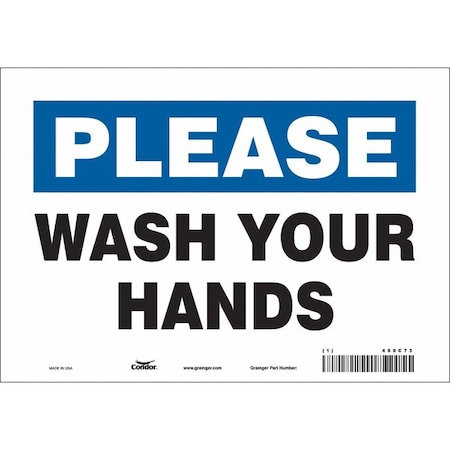 Please, Wash Your Hands, 10 in W x 7 in H, Vertical Rectangle, Vinyl, 469C73 MPN:469C73