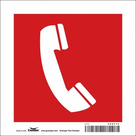 No Header, EMERGENCY TELEPHONE GRAPHIC, 8 in W x 8 in H, Square, Vinyl MPN:469F10