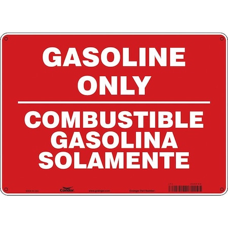 No Header, GASOLINE ONLY/COMBUSTIBLE GASOLINA SOLAMENTE, 14 in W x 10 in H, Horizontal Rectangle MPN:469F22