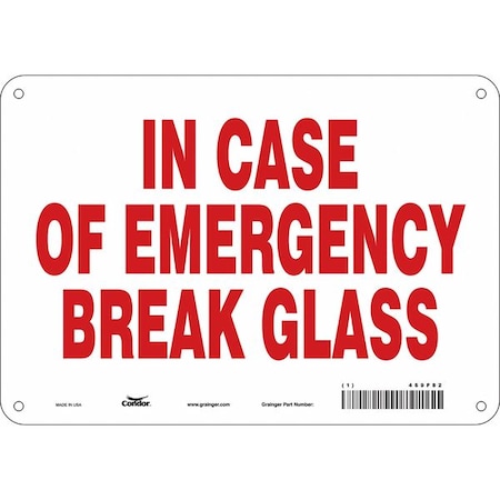 SAFETY SIGN FIRE AND EMERGENCY, 7 in Height, 10 in Width, Aluminum, Vertical Rectangle, English MPN:469F82