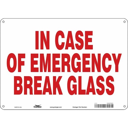 SAFETY SIGN FIRE AND EMERGENCY, 10 in Height, 14 in Width, Polyethylene, Horizontal Rectangle MPN:469F85