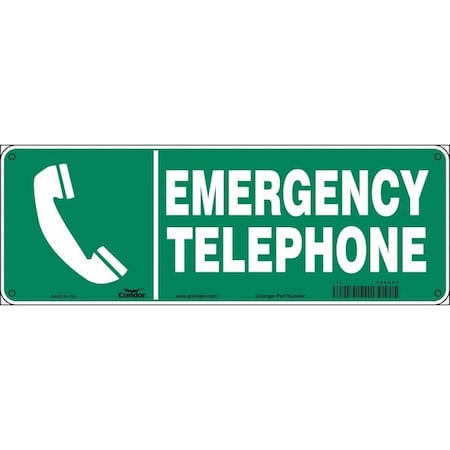 No Header, EMERGENCY TELEPHONE, 14 in W x 5 in H, Vertical Rectangle, Aluminum MPN:469G53