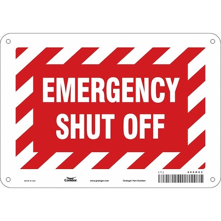 SAFETY SIGN FIRE AND EMERGENCY, 7 in Height, 10 in Width, Aluminum, Vertical Rectangle, English MPN:469H43