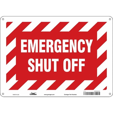 SAFETY SIGN FIRE AND EMERGENCY, 10 in Height, 14 in Width, Polyethylene, Horizontal Rectangle MPN:469H48