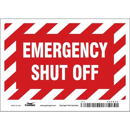 SAFETY SIGN FIRE AND EMERGENCY, 5 in Height, 7 in Width, Vinyl, Horizontal Rectangle, English MPN:469H49