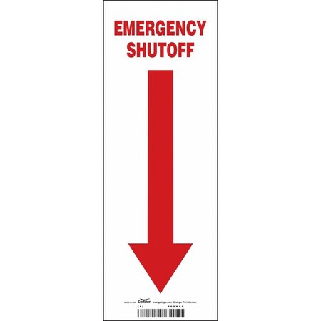 EMERGENCY SHUTOFF, Vinyl, 14 in x 5 in, Adhesive MPN:469H68